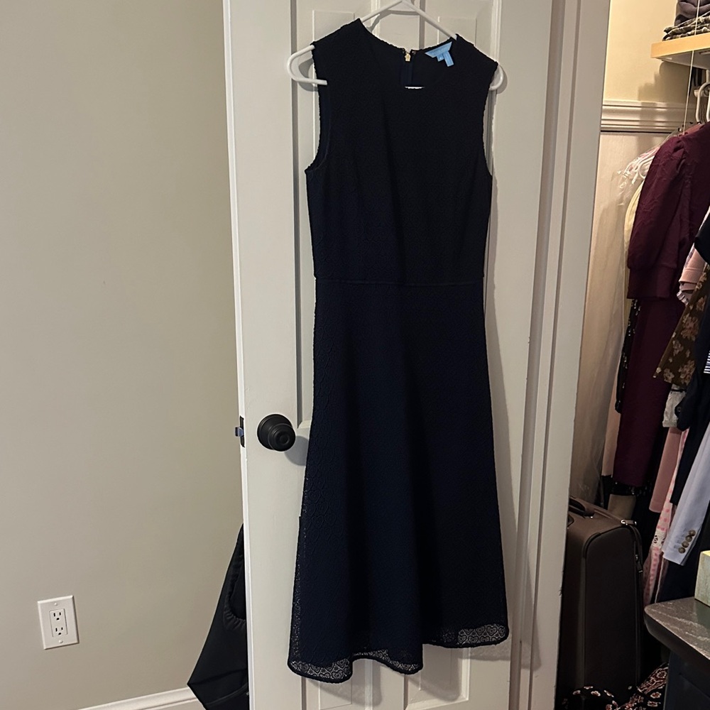 Draper James Navy Love Circle Sleeveless Midi Dress